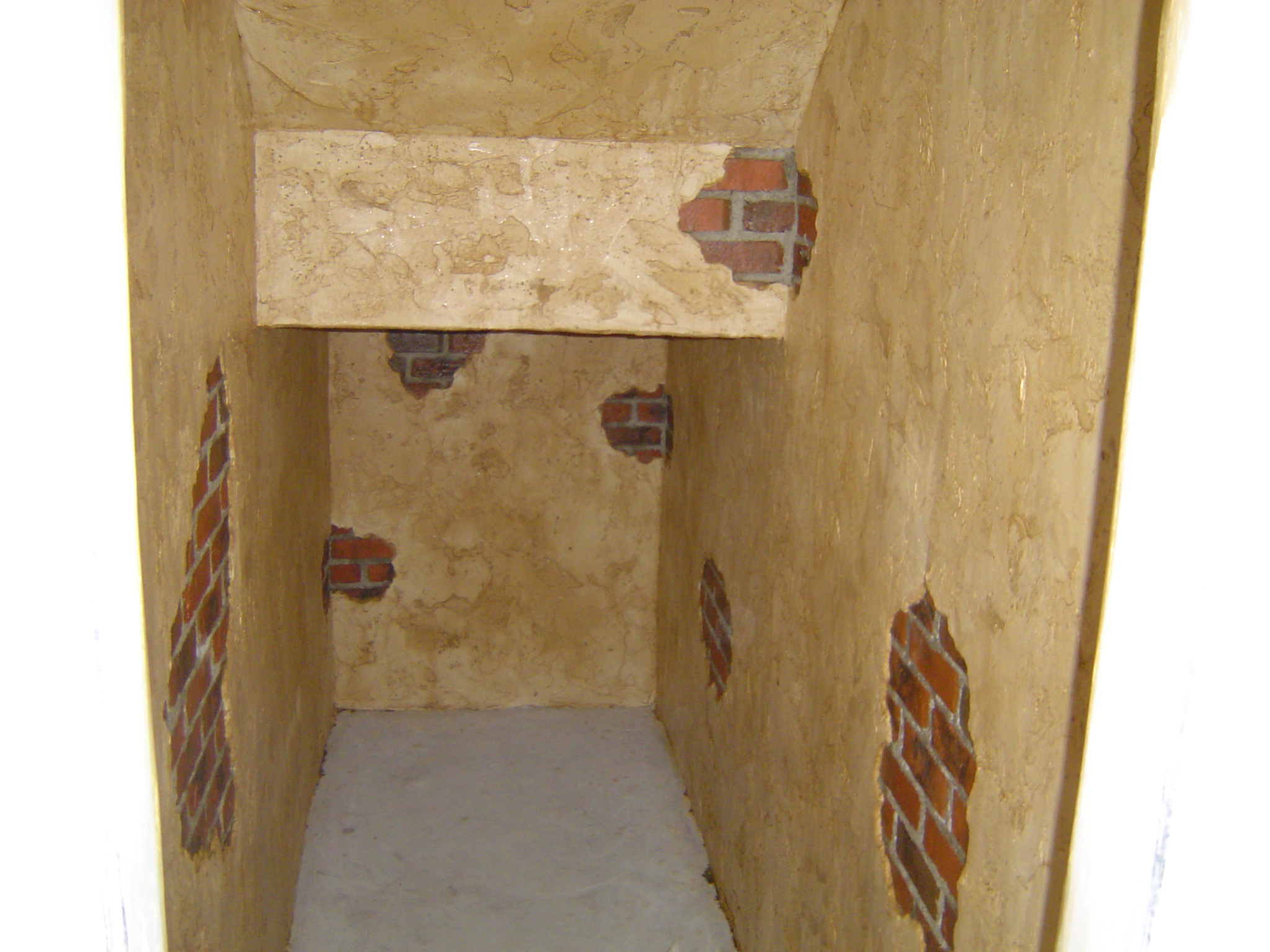 trowel texture of wine room with bricks